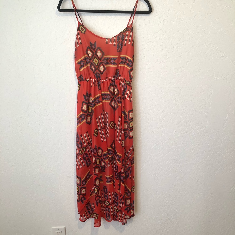 High low patterned dress